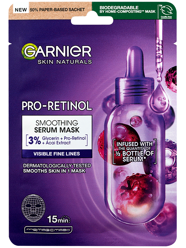 Garnier Skin Naturals Pro-retinol vyhladzujúca textilná maska so sérom - 1